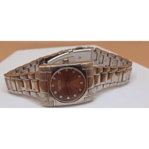 Kenneth Cole Reaction Stainless Steel Brown Iridescent Dial Watch *WORKING*